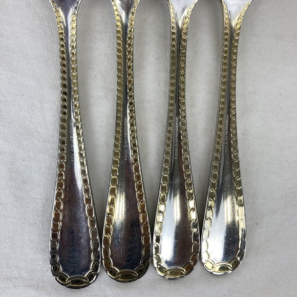 4 Retroneu GOLD ACCENT Chain 7 3/4” 18/8 Korea Stainless Dinner Fork Quality - Picture 7 of 12